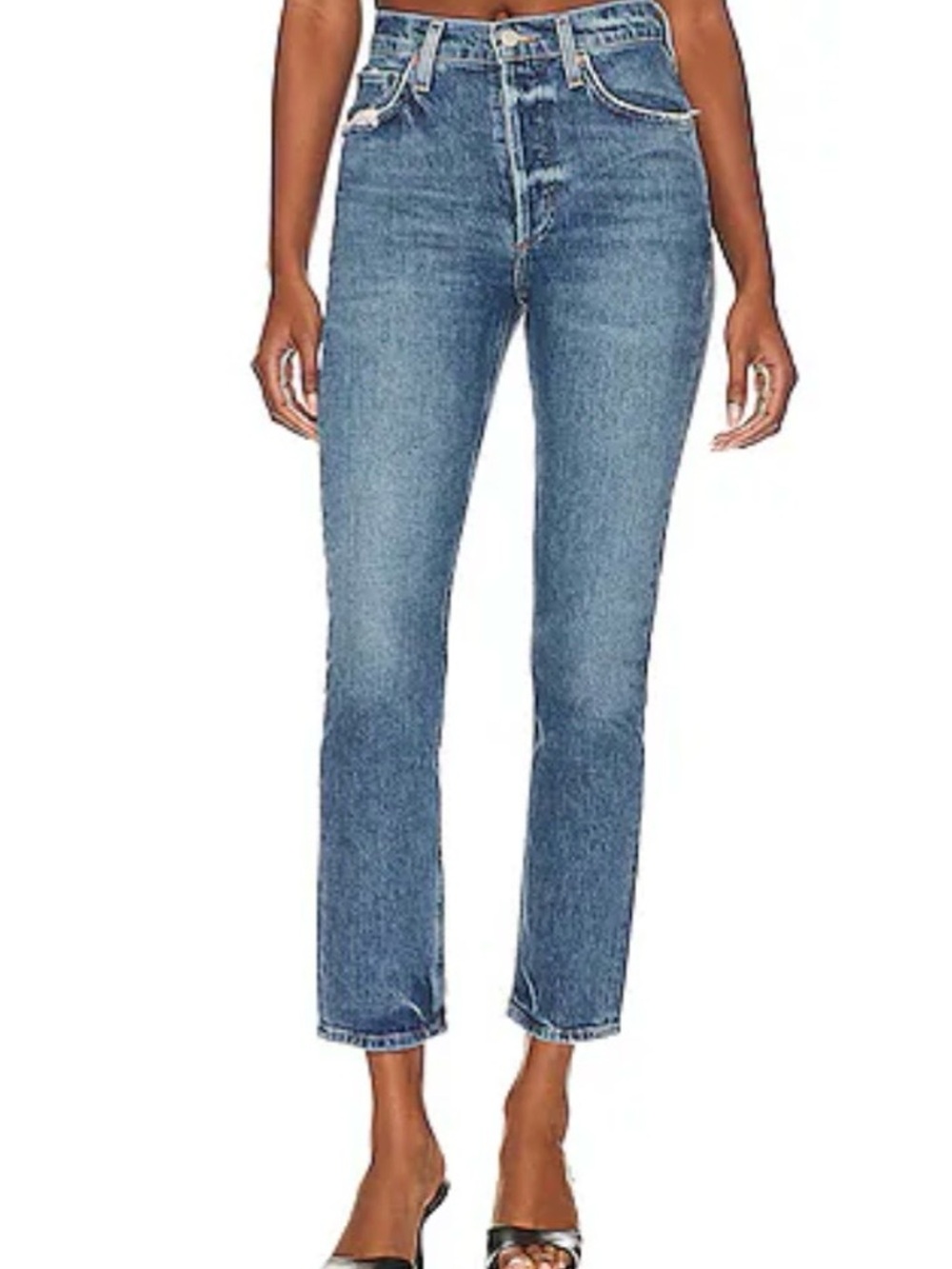 AGOLDE Riley Long High Rise Straight Crop Jeans 26 Moor A9090-1554 Button Fly